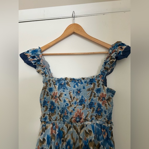 House of Harlow 1960 Zoey 100% Cotton Blue Tiered Maxi Dress - Size Large - Picture 5 of 11